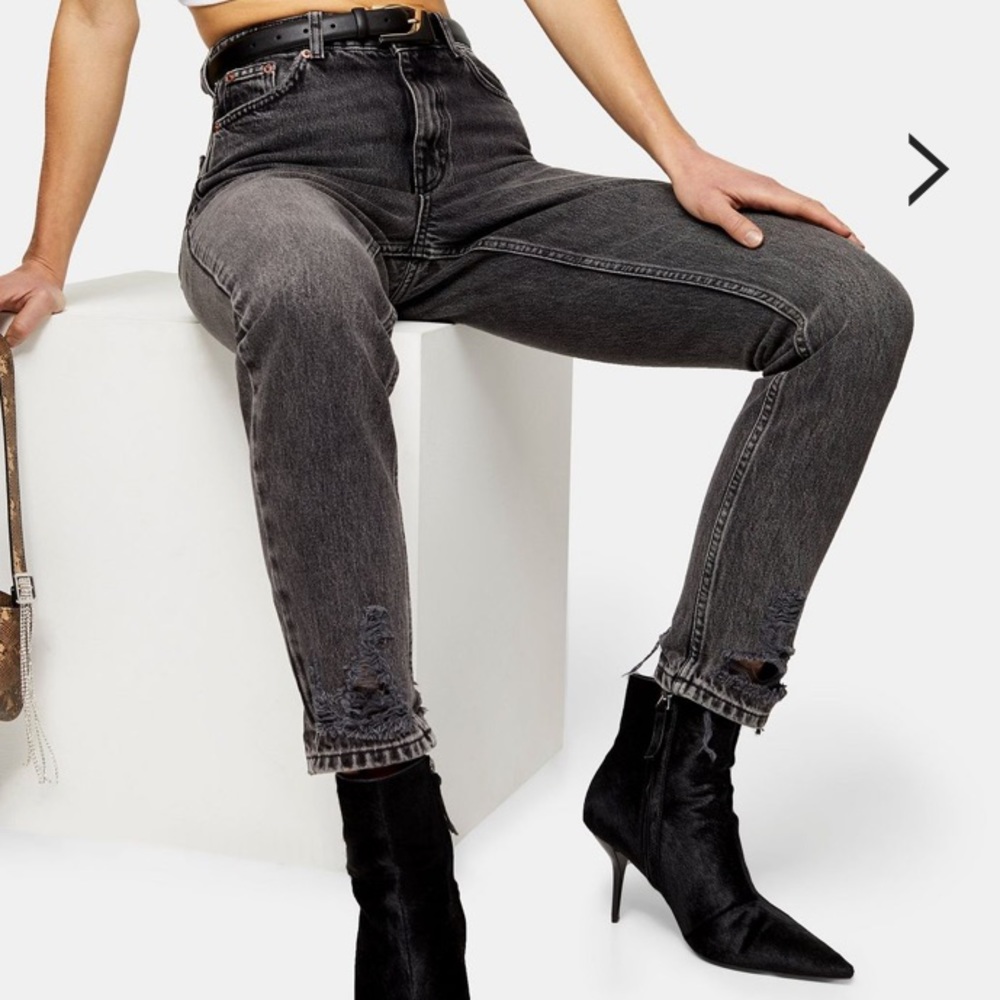 Top shop mom jeans black distressed - topshop